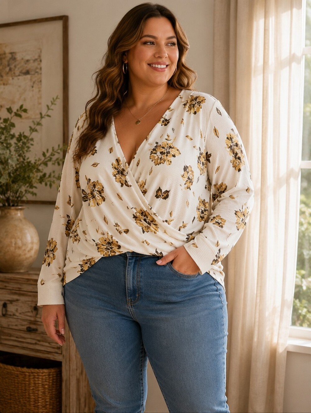 🐈Floral Drape Women Top